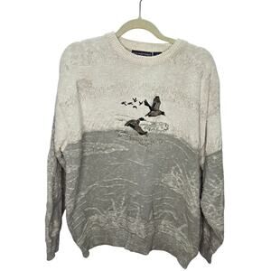 Vintage Roundtree & Yorke Embroidery Duck Men's Color Block Sweater 90s Grandpa